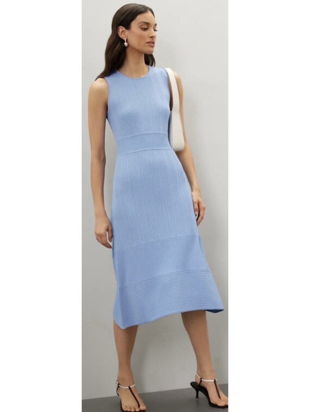 Jason Wu Blue Knit Ribbed Dress Office Friendly Sleeveless Retail $320 As/is